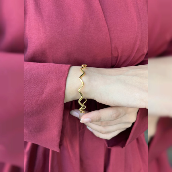 22 AYAR OLUKLU ZİKZAK ALTIN KAPLAMA AJDA BİLEZİK