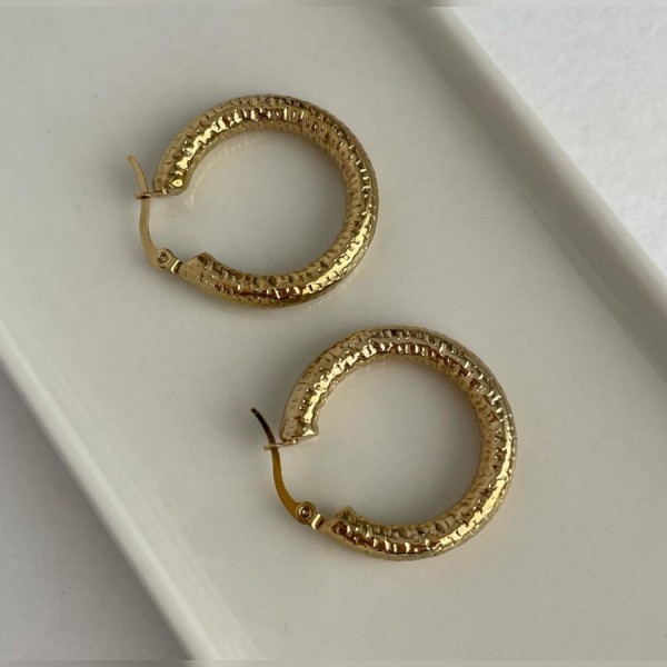 ORTA BOY GOLD ÇELİK HALKA KÜPE