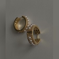 İNCİLİ GOLD ORTA BOY HALKA KÜPE